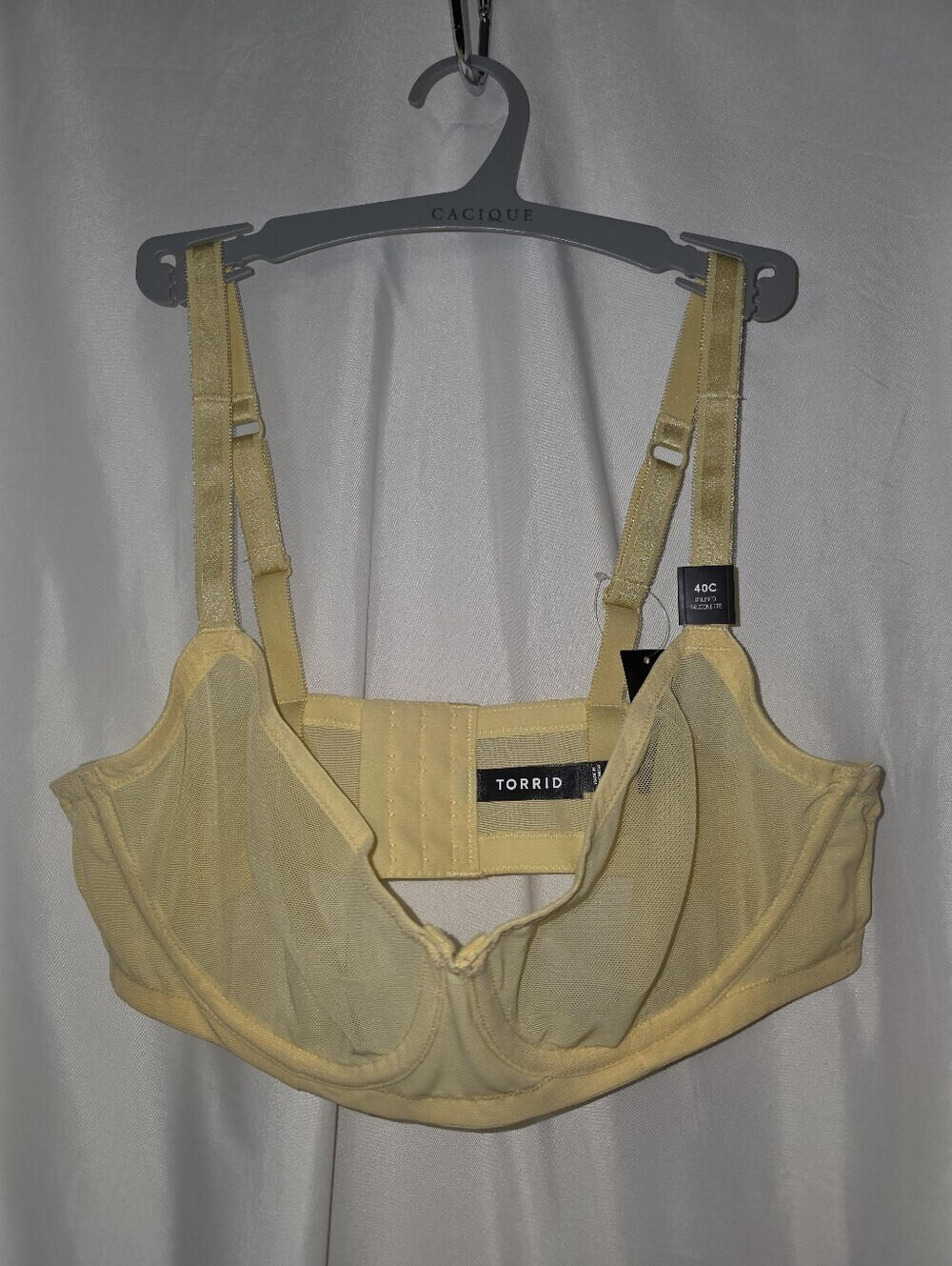 Torrid Curve Yellow Golden Haze Unlined Mesh Balconette Bra 40C